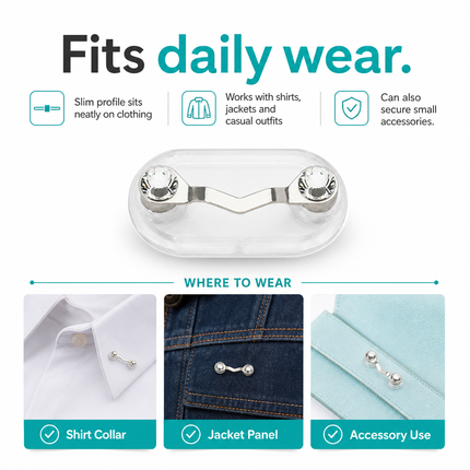Magnetic Eyeglass Holder Stainless Steel for Shirts and Sunglasses