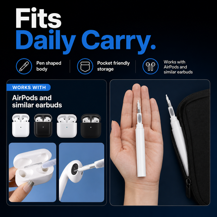 Earphone Cleaning Pen 3 in 1 for AirPods Case Earbuds