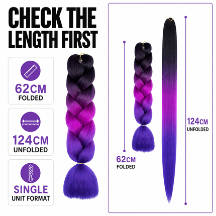 Synthetic Braiding Hair Gradient 62cm For DIY Braided Styles