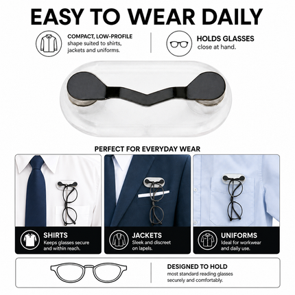 Eyeglasses Holder Magnetic 3 Piece Set for Shirts and Sunglasses