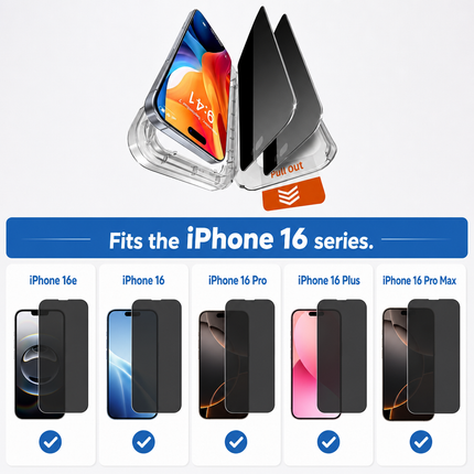 Privacy Tempered Glass Screen Protector for iPhone 16 Series 2 Pack