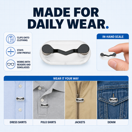 Eyeglasses Holder Black Stainless Steel Magnetic Clip for Glasses