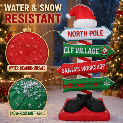 9FT Christmas Inflatable North Pole Sign Santa Hat Lighted Outdoor Yard Blow Up Decor