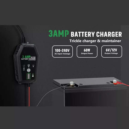 6V 12V Portable Car Battery Charger Trickle Pulse Repair Boat Caravan Motorcycle