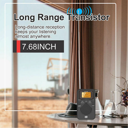 Portable Pocket Digital LCD AM FM Radio Battery Powered Receiver Speaker
