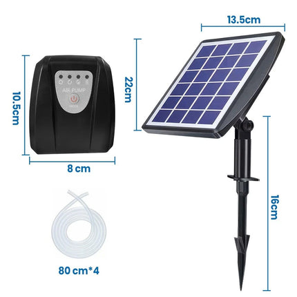 Black Solar Powered Oxygenator Air Pump Fish Pond Pool Water Oxygen Aerator Outdoor