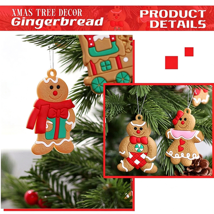 12Pcs Gingerbread Man Gift Tree Decor Christmas Tree Hanging Pendant Ornament