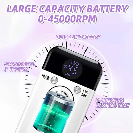 Electric Nail Drill Set Rechargeable Acrylic Nail File Machine LCD Display