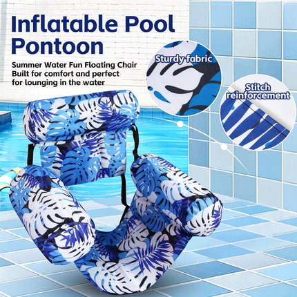 Inflatable Pool Floats Adult Lounge Chairs, Heavy‑Duty Pool Floating Chair Blue