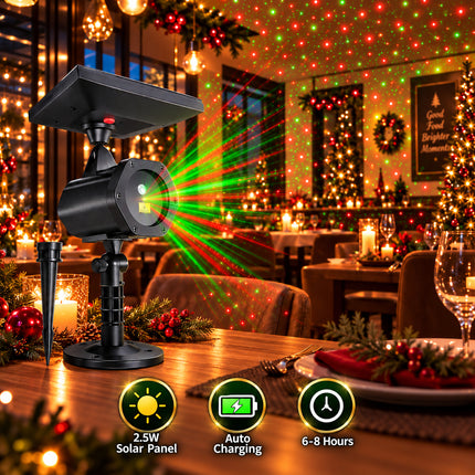 6 in 1 Solar Christmas Laser Projector Lights Outdoor Garden Yard Xmas Party Decor IP65