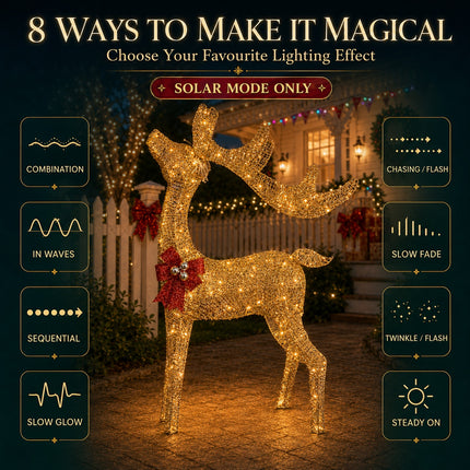 110cm Christmas Reindeer LED Lights Solar Powered Iron Frame Outdoor Garden Decoration