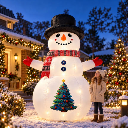 2.4M Giant Inflatable Snowman Christmas Blow Up Outdoor Garden Decoration with LED Light