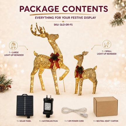 2-Piece Led Lighted Christmas Gold Prancing Reindeer Set Decoration