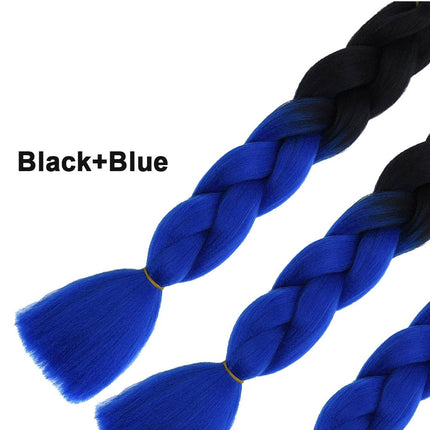 62cm Synthetic Gradient Coloured Braiding Hair Extensions - Black&Admiral Blue
