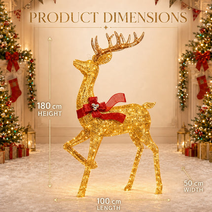 180 mm Solar Powered LED Christmas Reindeer Decor Lighted Iron Frame Indoor Outdoor