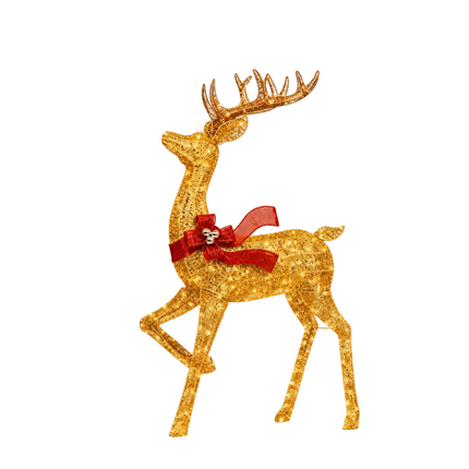 180cm Solar Powered Christmas Reindeer Decor LED Lighted Iron Frame Indoor Outdoor Xmas Decor