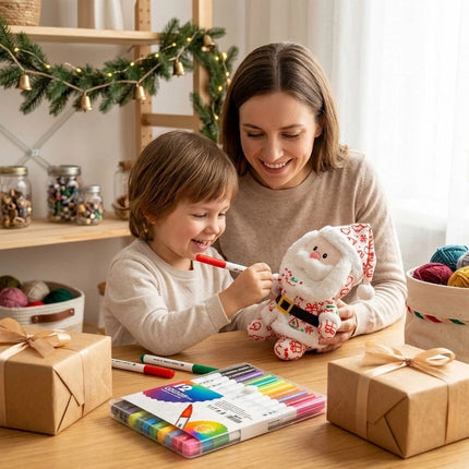 Paintable DIY Paintable Santa Claus Plush Toy Home Festive Decorations with pens