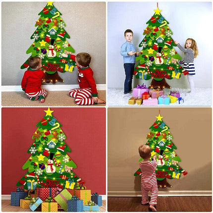 Felt Christmas Tree Set DIY with 32pcs Removable Ornaments Xmas Hand Craft Decor