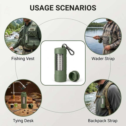 Wearable Clip-On Fly Fishing Box with Swivel Clip & See-Through Window