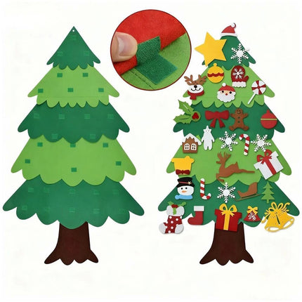 Felt Christmas Tree Set DIY with 32pcs Removable Ornaments Xmas Hand Craft Decor