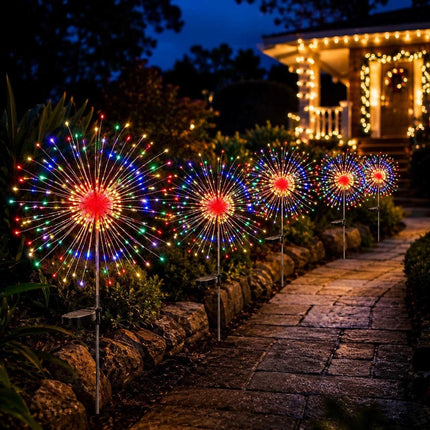 2Pack Solar Powered Garden Outdoor Lights Firework Yard Pathway Christmas Lights