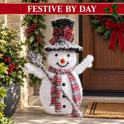 Outdoor Christmas Decorations Solar Light Up Snowman LED Garden Ornament 65cm