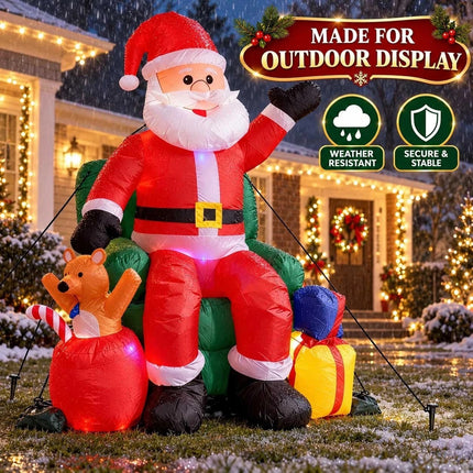 7.5FT Giant Inflatable Santa Claus Christmas Blow Up Outdoor Garden Decoration LED Light