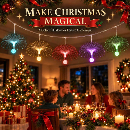5 Head LED Fibre Optic Jellyfish String Lights Christmas Hanging Curtin Light