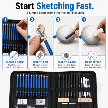 Professional Sketching Pencils Set Art Supplies Graphite Draw Charcol | 06-how-to-use.png
