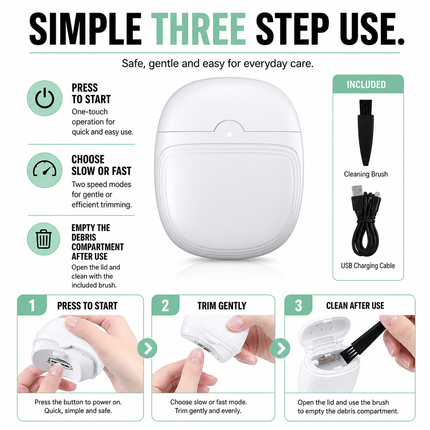 Electric Nail Clipper White Type C for Thick Toenail Care
