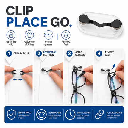 Eyeglasses Holder Black Stainless Steel Magnetic Clip for Glasses