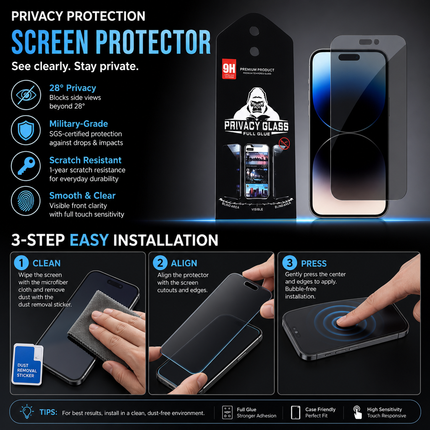 Anti Spy Privacy Screen Protector For iPhone 14 Pro Max 14 Plus And 14