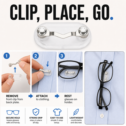 Magnetic Eyeglass Holder White Diamond Shirt Clip Accessory