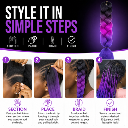 Synthetic Braiding Hair Gradient 62cm For DIY Braided Styles