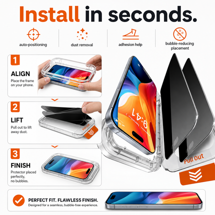 Privacy Tempered Glass Screen Protector for iPhone 16 Series 2 Pack