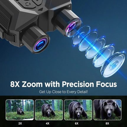 8X Zoom Digital Binoculars 4K Infrared Video Recording Night Vision Goggles AUU