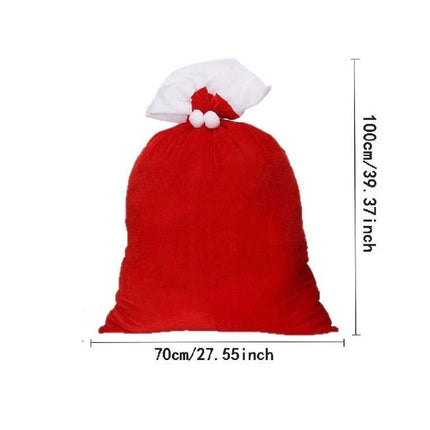 100x70cm Huge Santa Claus Gift Bag Red Candy Bag Plush Storage Pouch Holiday Gifts