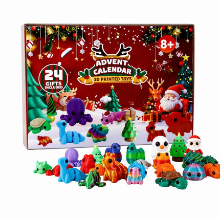 2026 Christmas Advent Calendar Countdown with 24Pcs Mini 3D Printed Animals Toys