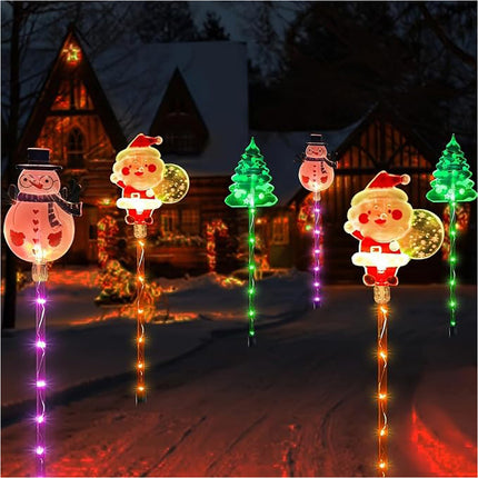 6PCS Solar Star Snowflake Lawn Stake Lights for Christmas Outdoor Yard Decor