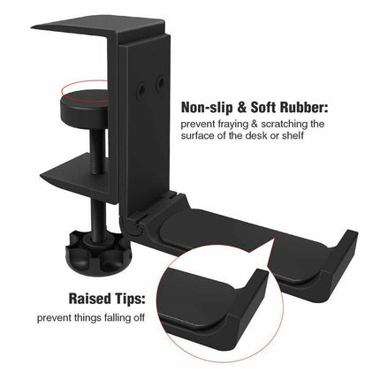 Headset Hanger Headphone Hook Holder Desk Mount Stand with Foldable Clamp