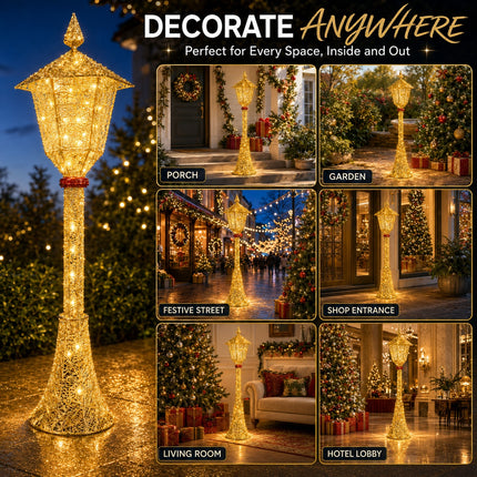 1.8M Light-Up Solar Christmas Lamp Post 120 LEDs Indoor Outdoor Garden Decoration