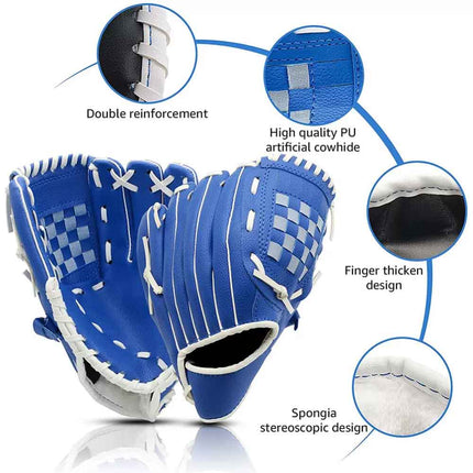 Kids Adults Leather Baseball Softball Glove Right Hand Thrower Mitts 11.5'' Blue