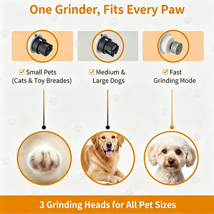 Pet Clippers Dog Cat Nail Claw Grooming Grinder Trimmer Electric Nail File Orange