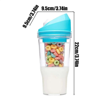 2Pcs Crunch Cup Plastic Cereal Cup Leak-Proof Cereal Tumbler On-the-Go Portable（Yellow And Blue）