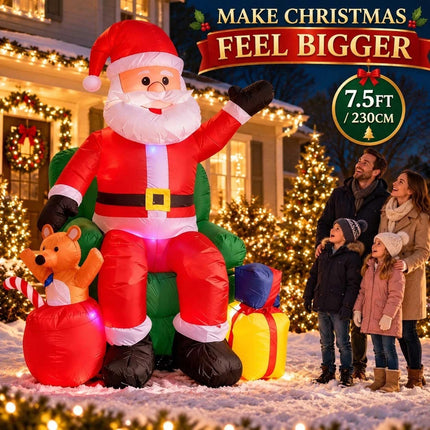 7.5FT Giant Inflatable Santa Claus Christmas Blow Up Outdoor Garden Decoration LED Light