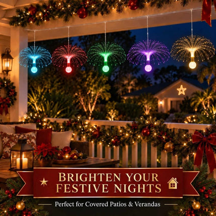 5 Head LED Fibre Optic Jellyfish String Lights Christmas Hanging Curtin Light