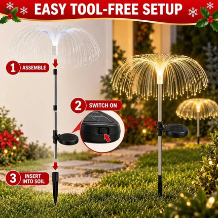 2PCS Solar Jellyfish Christmas Pathway Lights Colour Changing Garden Stake LED