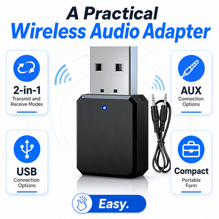 Bluetooth Audio Adapter USB 2 in 1 TX RX for Car Stereo AUX
