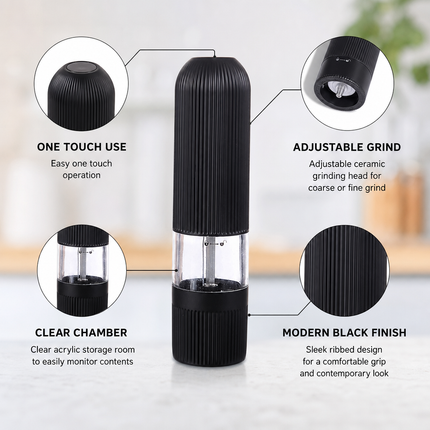 Electric Salt Pepper Grinder Black