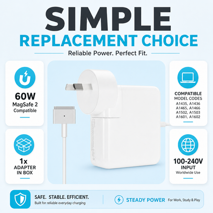 MacBook Charger 60W MagSafe 2 Replacement for Pro 13 Inch